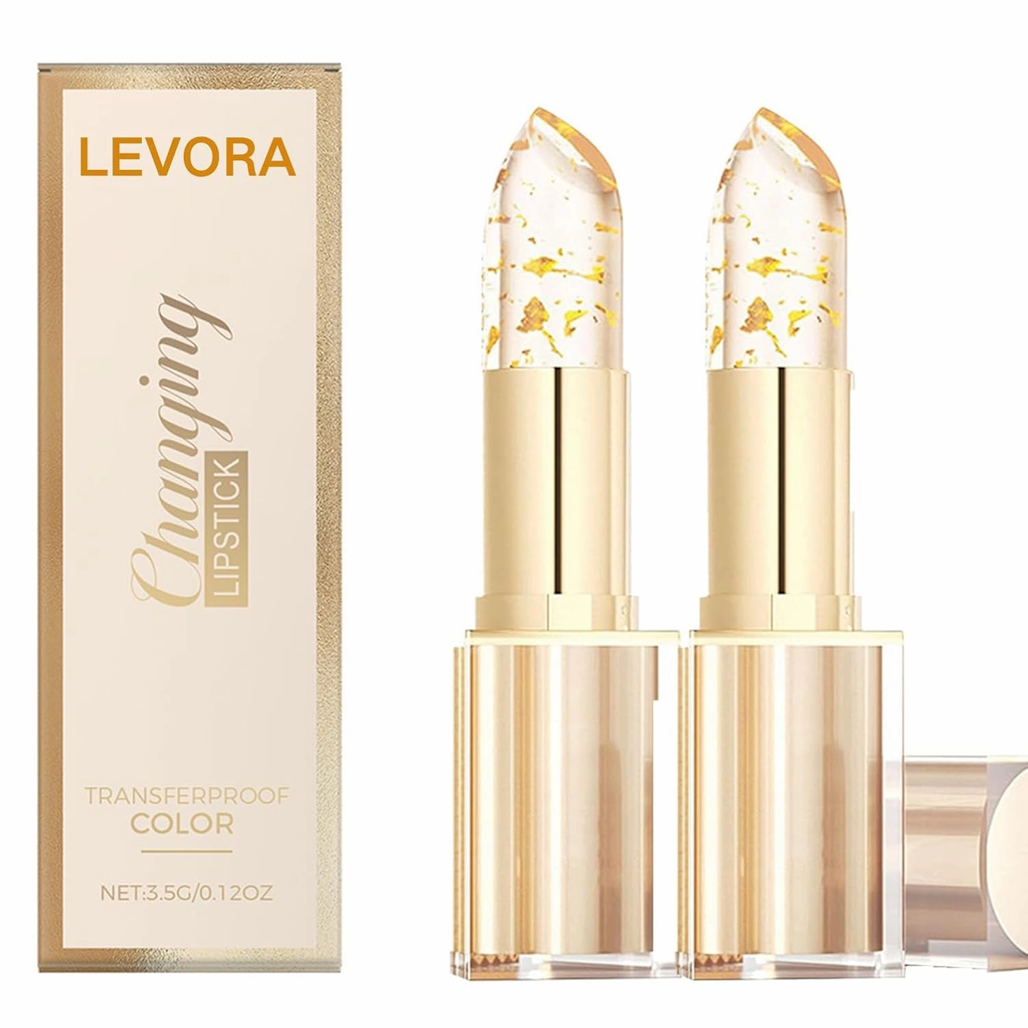 Levora Color Changing Lipstick, Long Lasting Color Changing - Golden Crystal Ph Lip Balm, Anti Fading, Moisturizing And Shiny Lip Gloss, Suitable For Women, 2 Pieces