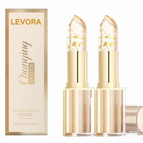 Levora Color Changing Lipstick, Long Lasting Color Changing - Golden Crystal Ph Lip Balm, Anti Fading, Moisturizing And Shiny Lip Gloss, Suitable For Women, 2 Pieces