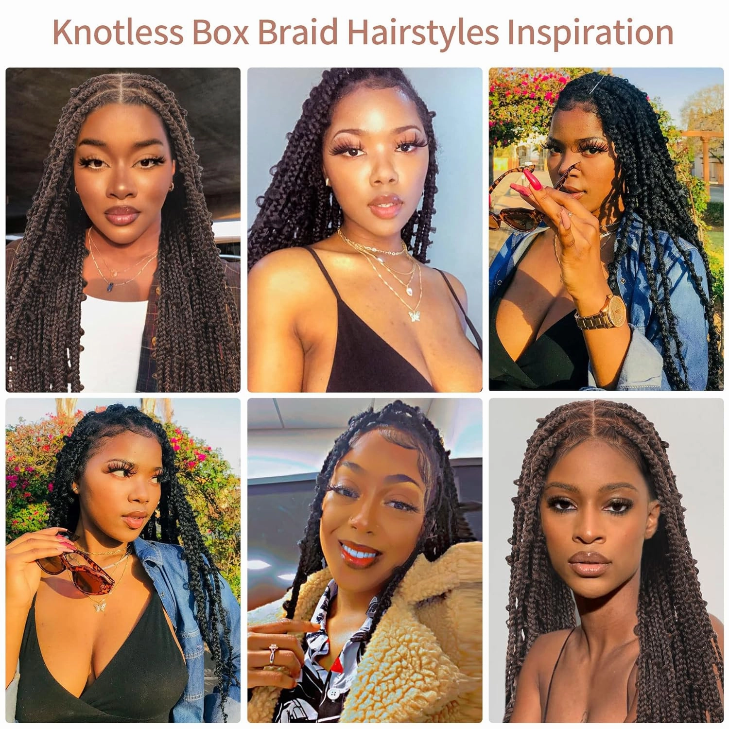 Lexqui 360° HD Full Lace Braided Wigs for Women Knotless Braided Wigs Butterfly Box Braid Wig with Baby Hair Synthetic Hair Braided Lace Front Wigs Brown 36Inch