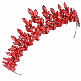 LIMELIA Women's Tiara-Crown for Henna Wedding Party | Glitter Hair Accessories for Bridal Birthday Pageant Prom Halloween Christmas Party, Princess Crowns | Shiny Crystal Stone2 - Red