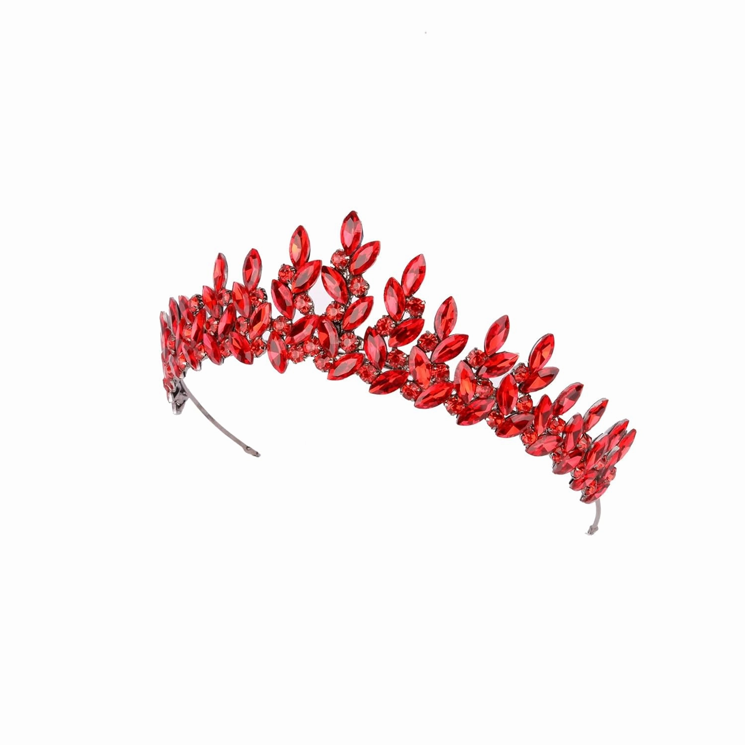 LIMELIA Women's Tiara-Crown for Henna Wedding Party | Glitter Hair Accessories for Bridal Birthday Pageant Prom Halloween Christmas Party, Princess Crowns | Shiny Crystal Stone2 - Red