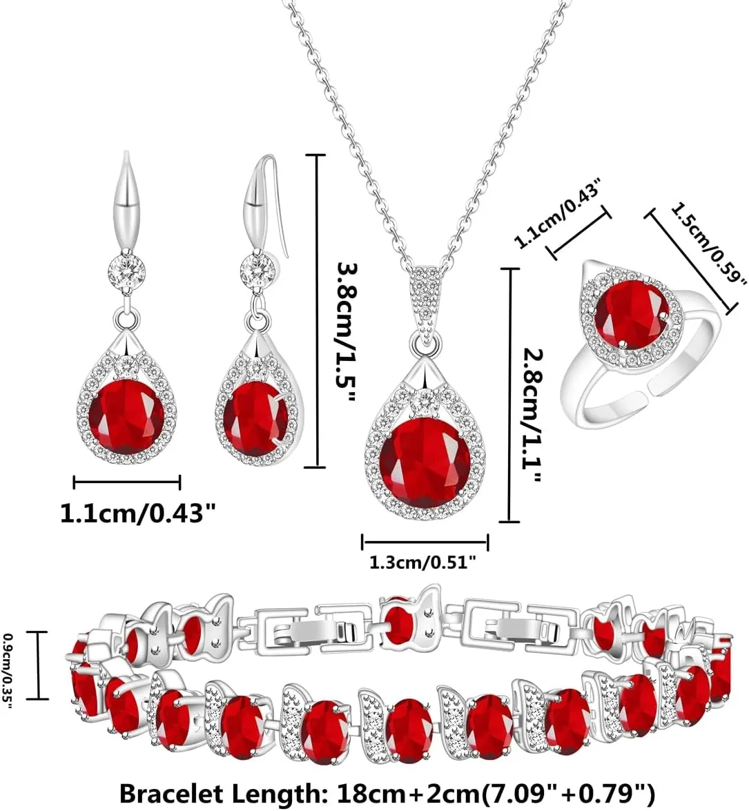LMXXVJ Jewelry Set For Women,Platinum Plated Necklace Ring Earrings Bracelet Costume Jewelry Set Mother's Day Christmas Birthday Thanksgiving Day Gift for Mom/Wife