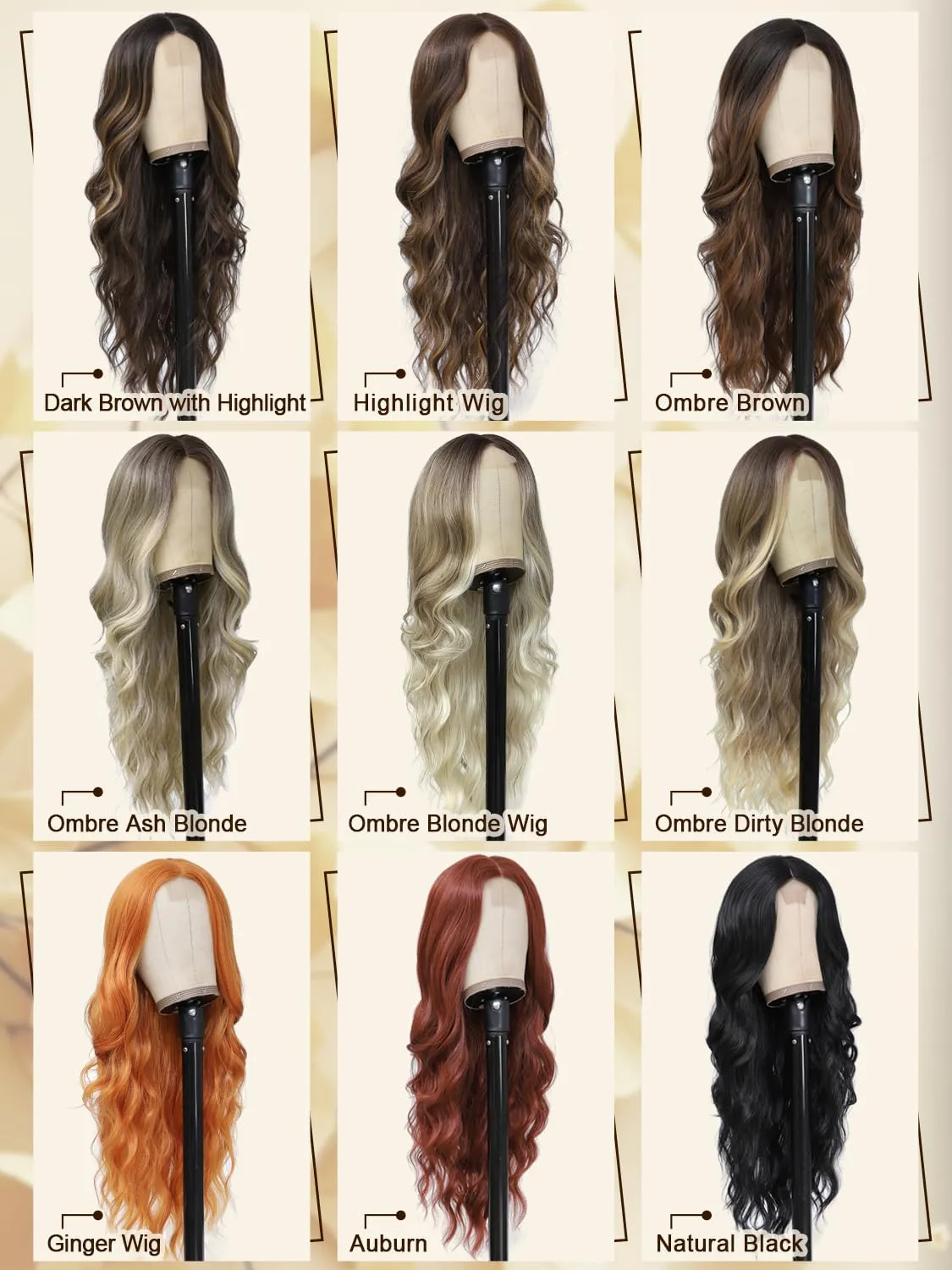 Long Auburn Wavy Wigs for Women 26 Inch Middle Part Curly Wig Natural Looking Synthetic Copper Red Body Wave Wig for Cosplay Daily Party Use