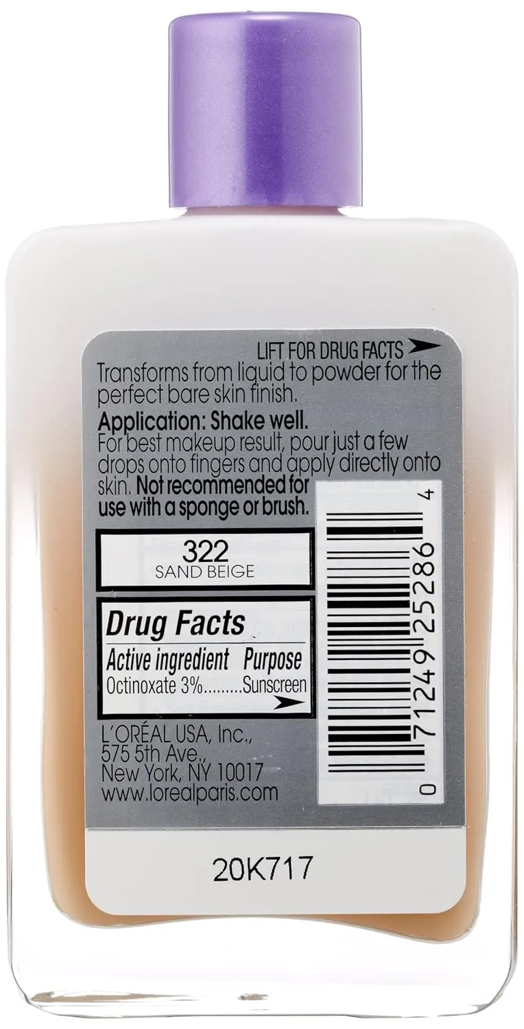 L’Oréal Paris Magic Nude Liquid Powder Bare Skin Perfecting Makeup SPF 18, Sand Beige, 0.91 Ounces