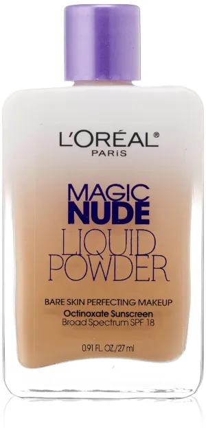 L’Oréal Paris Magic Nude Liquid Powder Bare Skin Perfecting Makeup SPF 18, Sand Beige, 0.91 Ounces