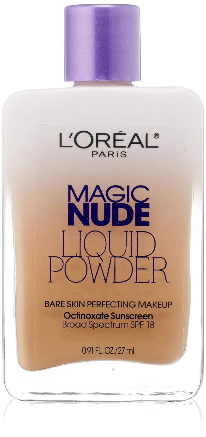 L’Oréal Paris Magic Nude Liquid Powder Bare Skin Perfecting Makeup SPF 18, Sand Beige, 0.91 Ounces