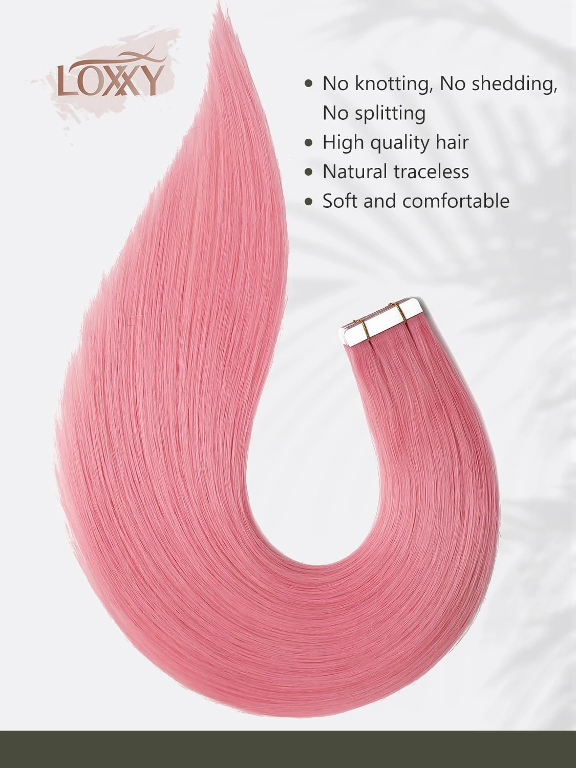 Loxxy Colored Tape in Hair Extensions Human Hair Pink 10pcs Remy Invisible 18inch Soft Remy Hair Extensions Real Human Hair Tape in for Women 25gram