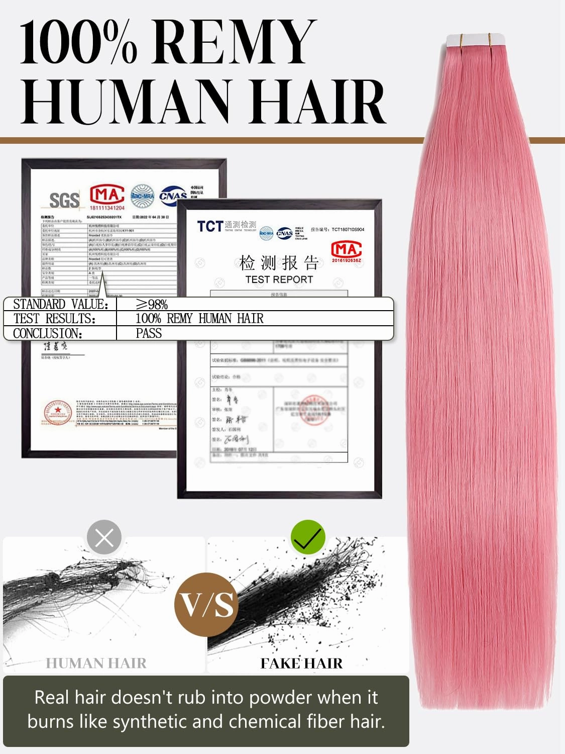 Loxxy Colored Tape in Hair Extensions Human Hair Pink 10pcs Remy Invisible 18inch Soft Remy Hair Extensions Real Human Hair Tape in for Women 25gram