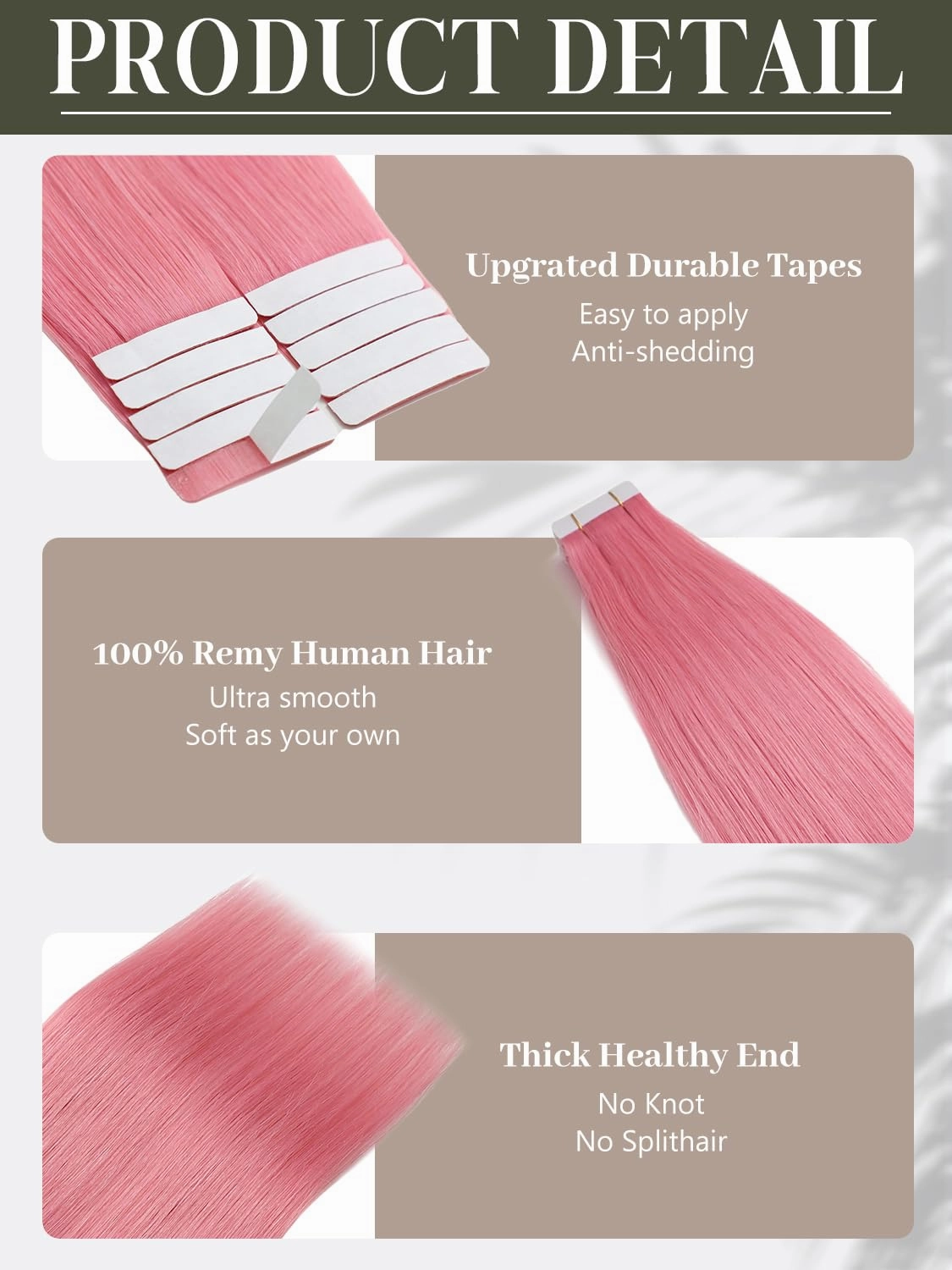 Loxxy Colored Tape in Hair Extensions Human Hair Pink 10pcs Remy Invisible 18inch Soft Remy Hair Extensions Real Human Hair Tape in for Women 25gram