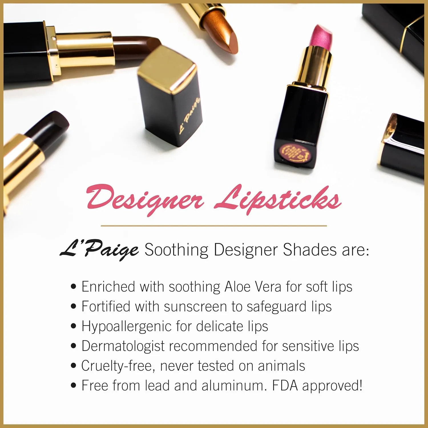 L’Paige L19 – MOCHA Designer Lipstick | Aloe Vera-Based, Long-Lasting, Moisturizing | Rosy Brown with Smooth Satin Finish