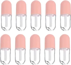 Lurrose Lip Gloss Tubes with Wand, 5ml Reusable Lipstick Tubes Empty Lip Gloss Containers Refillable Lip Gloss Tube Lip Balm Container for Lotions and Creams, 10pcs (pink)
