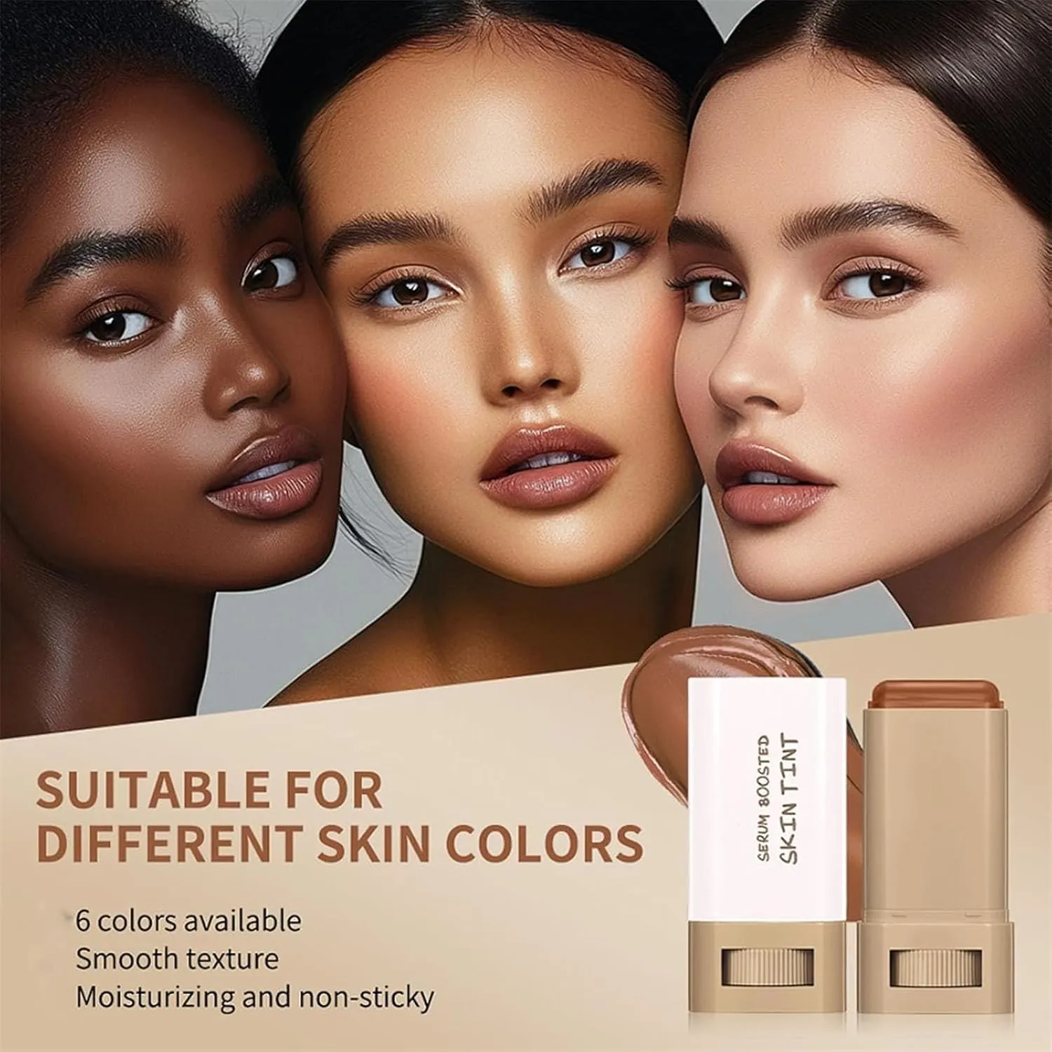 Lushaco Skin Tint, Skin Tint Foundation, Serum Boosted Skin Tint Balm, Serum Boosted Balm, Natural Finish Makeup, Solid Moisturizing and Natural Finish Makeup (#02)