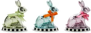 MACKENZIE-CHILDS Set of 3 Calico Mini Foil Bunny Figures, Spring and Easter Rabbit Decor