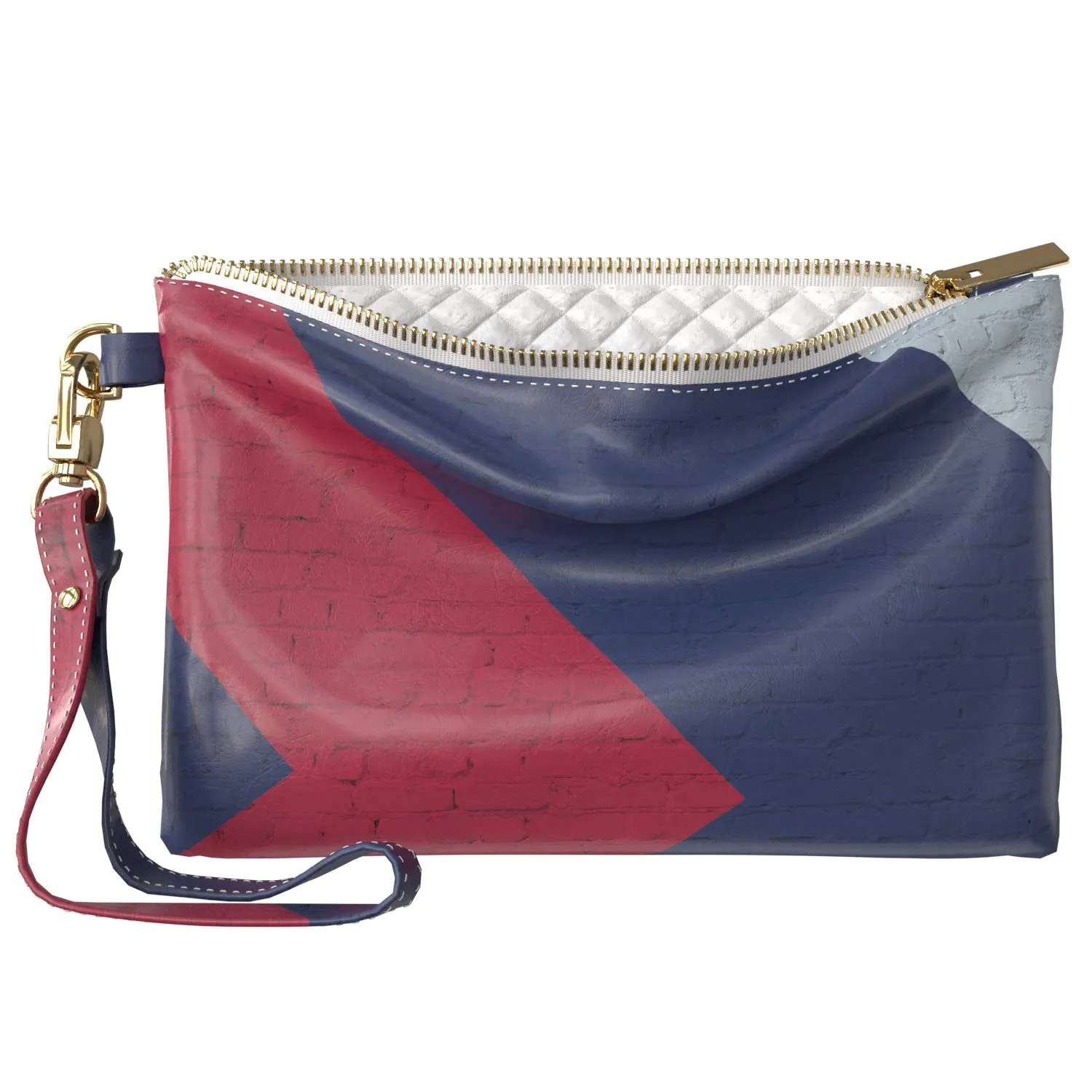 Makeup Bag 9.5 x 6 inch Blue Strap Accessories Print PU Leather Toiletry Zipper Travel Case Storage Geometric Purse Pouch Portable Organizer Design New Cosmetic Painted Graffiti Wall Brick Red