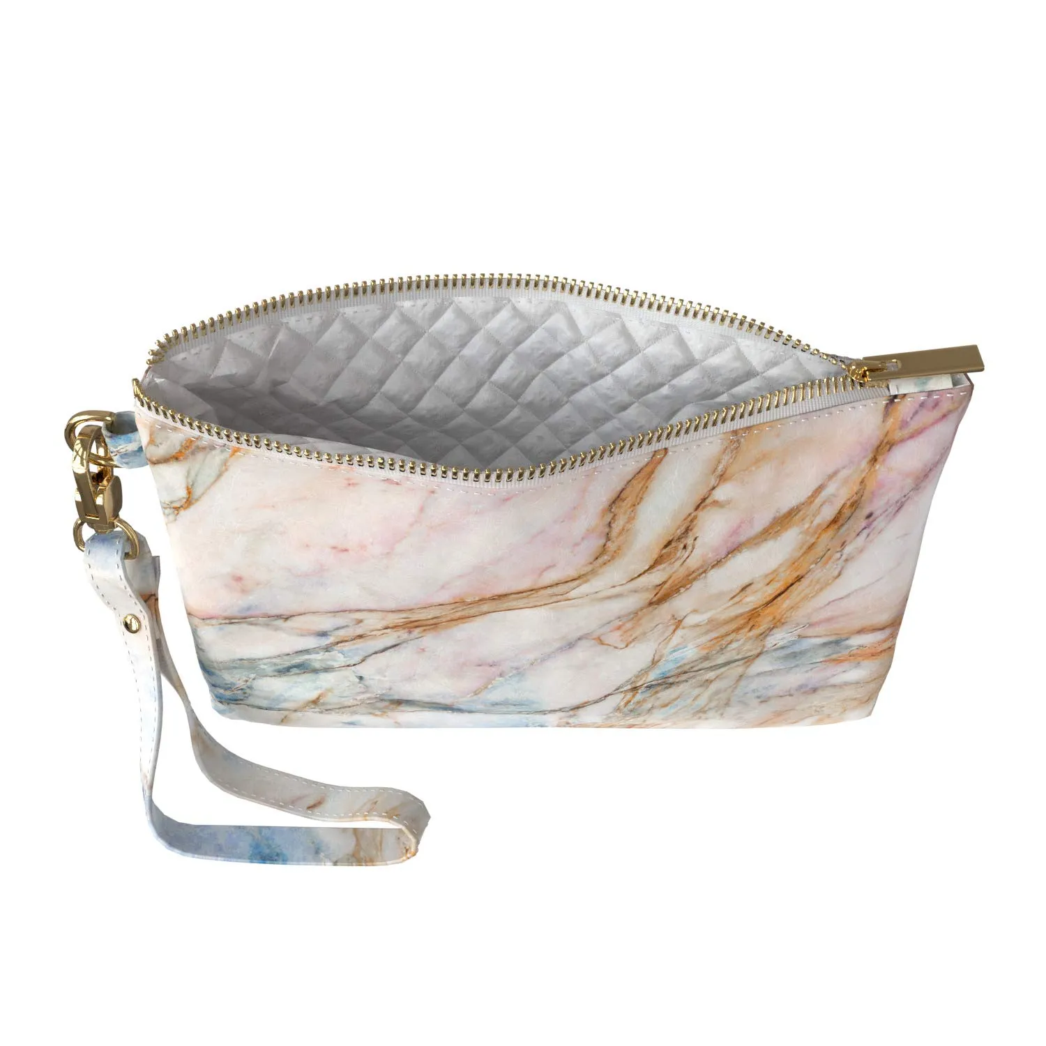 Makeup Bag 9.5 x 6 inch Marble Pattern Old Purse Pouch Glam Print PU Leather Toiletry Zipper Travel Case Fashion Texture Portable Organizer Design Strap Accessories Aesthetic Cosmetic Storage