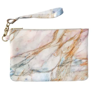 Makeup Bag 9.5 x 6 inch Marble Pattern Old Purse Pouch Glam Print PU Leather Toiletry Zipper Travel Case Fashion Texture Portable Organizer Design Strap Accessories Aesthetic Cosmetic Storage