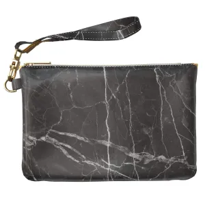 Makeup Bag 9.5 x 6 inch Portable Organizer Design Storage Purse Pouch Gold Granite Luxury Stone Strap Accessories Corners New Cosmetic Print PU Leather Toiletry Zipper Travel Case Marble Black
