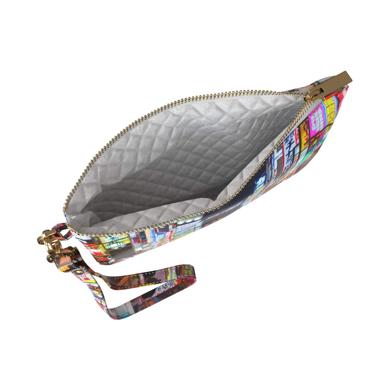 Makeup Bag 9.5 x 6 inch Print PU Leather Toiletry Zipper Travel Case Portable Organizer Design Urban Purse Pouch City Bright Neon Storage Tokyo Nightlife Strap Accessories Cosmetic Japanese