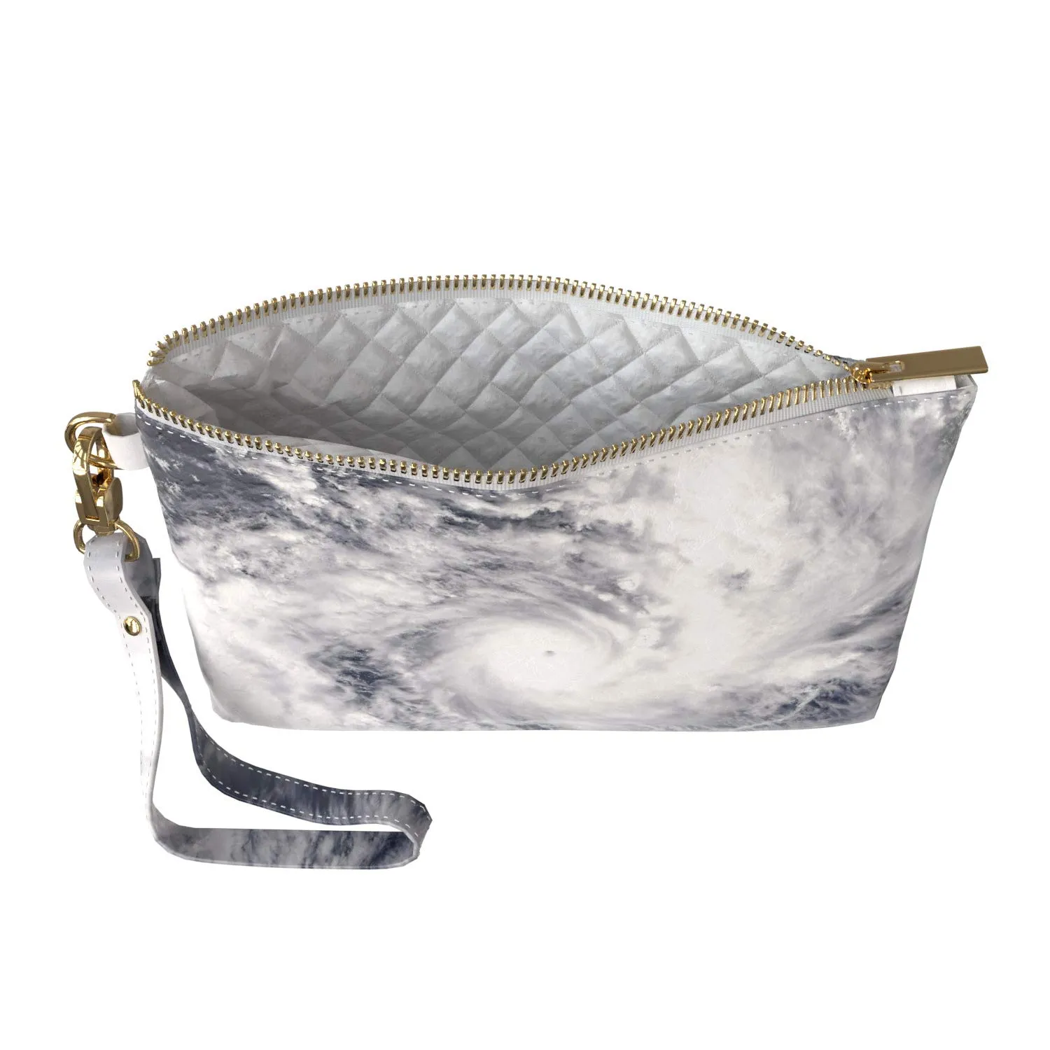 Makeup Bag 9.5 x 6 inch Storage Cyclone Portable Organizer Design Strap Accessories New Cosmetic Tropical Nature Print PU Leather Toiletry Zipper Travel Case Unique Purse Pouch Cloud Hurricane
