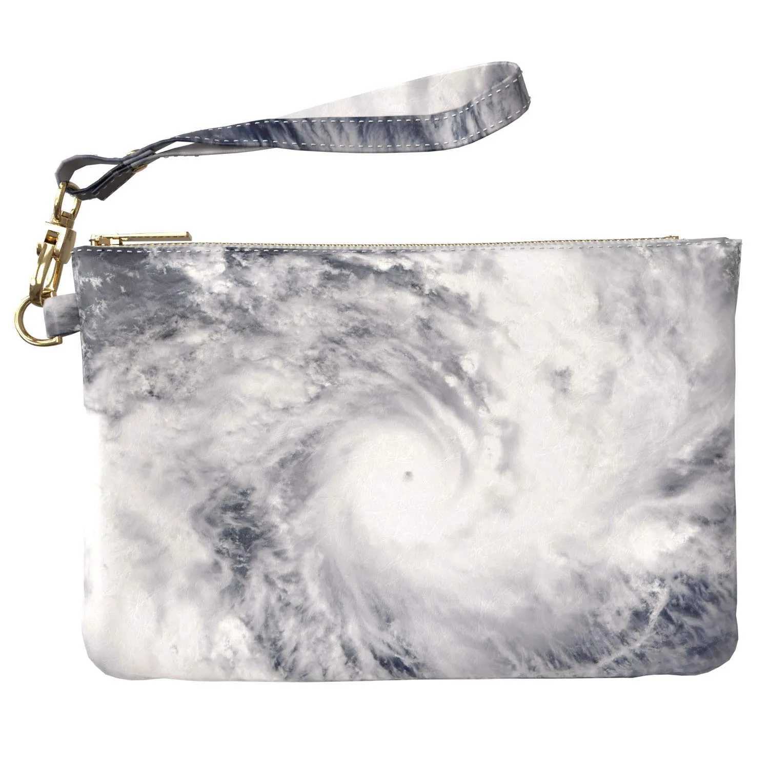 Makeup Bag 9.5 x 6 inch Storage Cyclone Portable Organizer Design Strap Accessories New Cosmetic Tropical Nature Print PU Leather Toiletry Zipper Travel Case Unique Purse Pouch Cloud Hurricane