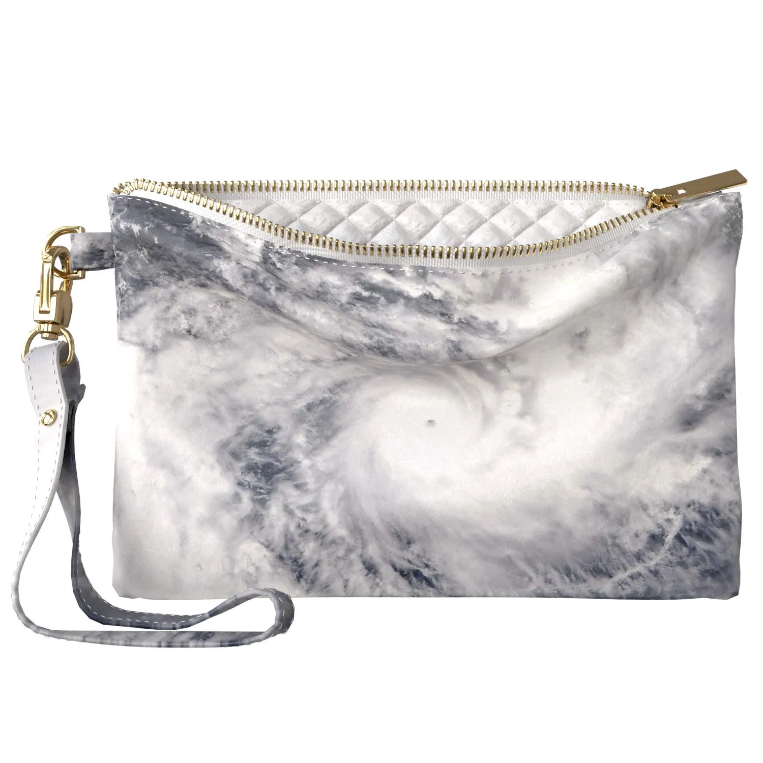 Makeup Bag 9.5 x 6 inch Storage Cyclone Portable Organizer Design Strap Accessories New Cosmetic Tropical Nature Print PU Leather Toiletry Zipper Travel Case Unique Purse Pouch Cloud Hurricane