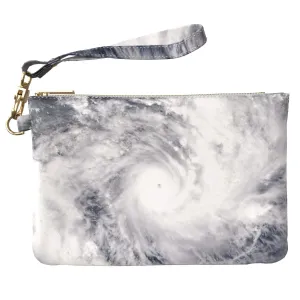 Makeup Bag 9.5 x 6 inch Storage Cyclone Portable Organizer Design Strap Accessories New Cosmetic Tropical Nature Print PU Leather Toiletry Zipper Travel Case Unique Purse Pouch Cloud Hurricane