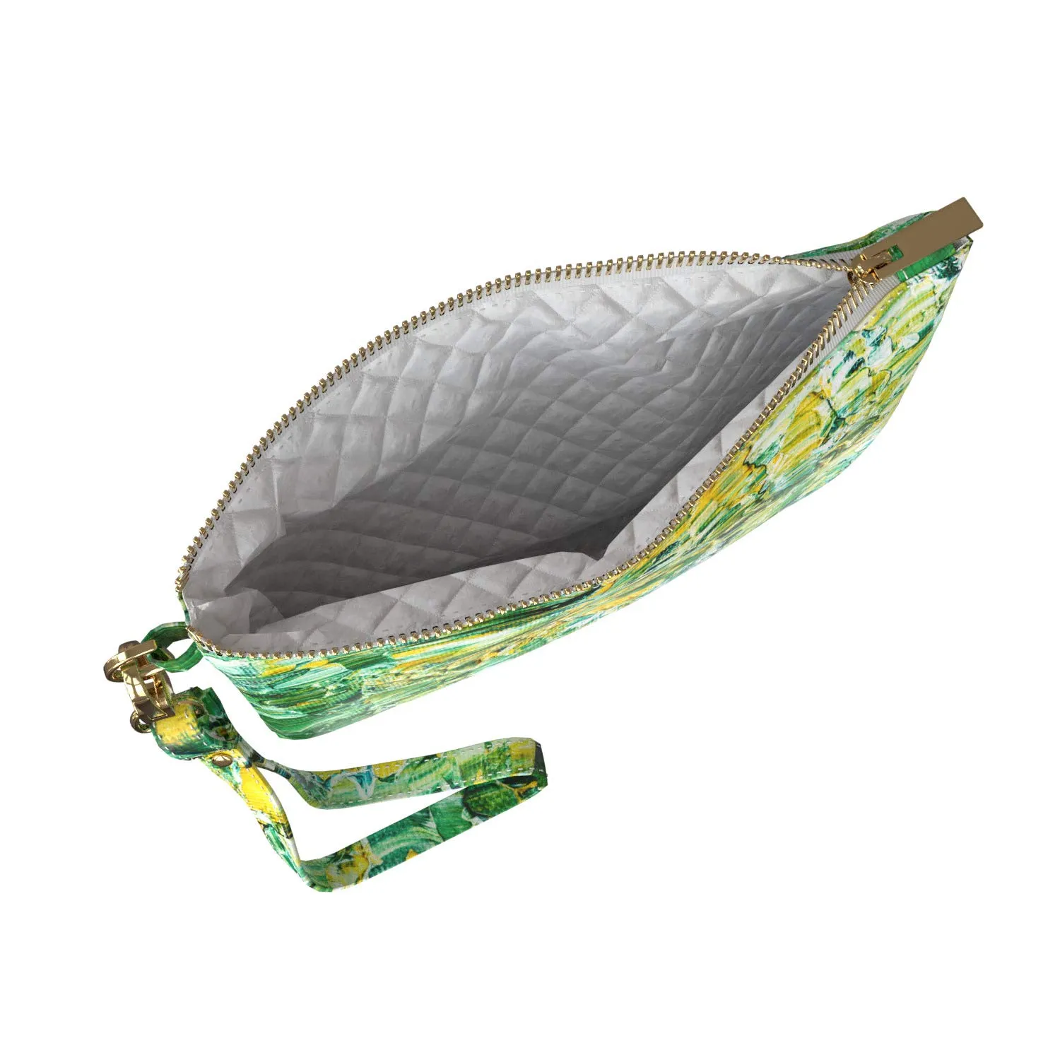Makeup Bag 9.5 x 6 inch Yellow Green Spring Acid Print PU Leather Toiletry Zipper Travel Case Abstract Purse Pouch Portable Organizer Design Storage Strap Accessories Luxury New Cosmetic Paint