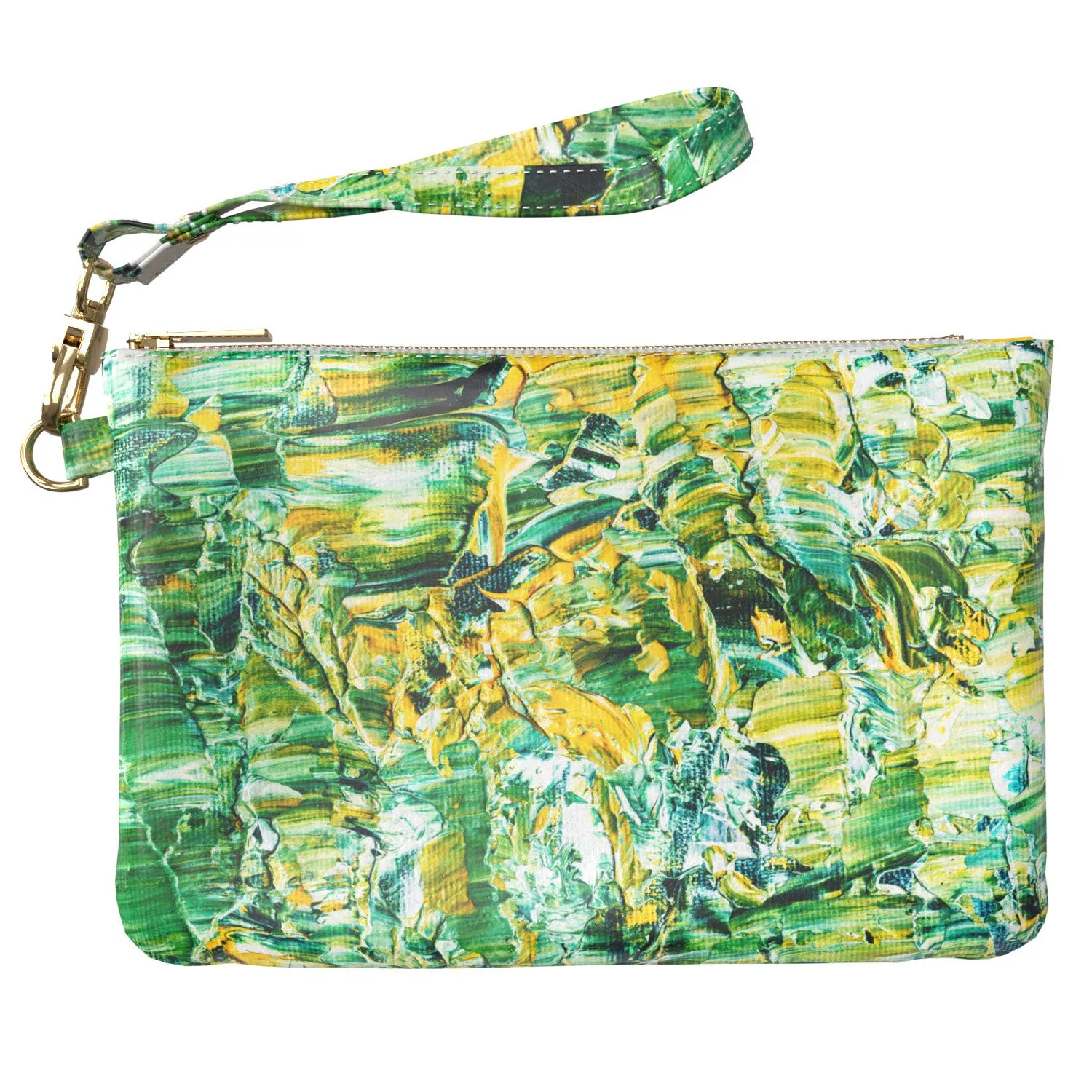 Makeup Bag 9.5 x 6 inch Yellow Green Spring Acid Print PU Leather Toiletry Zipper Travel Case Abstract Purse Pouch Portable Organizer Design Storage Strap Accessories Luxury New Cosmetic Paint