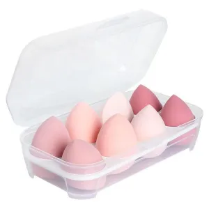 Makeup Beauty Blender Sponges with Storage Case, 8 Pink Teardrop Applicators