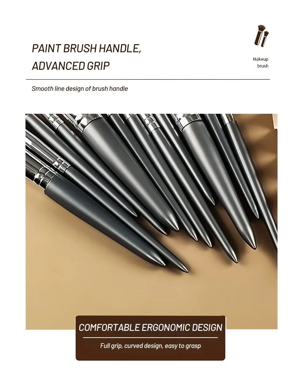 Makeup Brush Set 12pcs Premium Makeup Brushes, Advanced Professional Makeup Kit Eyeshadow Brush Kabuki Brush for Powder Foundation Cosmetic Brsuhes Set Silver Gray