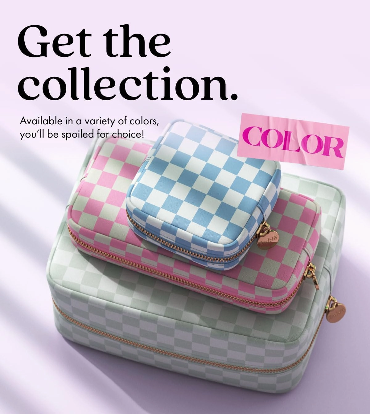 Makeup Bag Travel Cosmetics Pouch and Toiletry Bag, Nylon Zipper Pouch Purse, Cute Make Up Organizer Storage Tote for Women Girls, Travel Skincare Case, Small Makeup Case, Sky Checkered