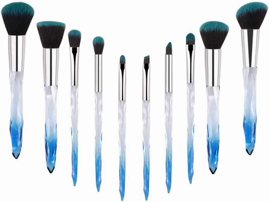 Makeup Brush 10 Pcs Styles Makeup Brush Powder Blush Foundation Brush Cosmetic Tool Crystal Handle Brush Make Up Brush Kits (Color : 02)