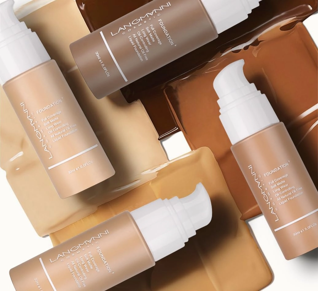 Makeup Liquid Foundation Matte Oil Control Concealer Foundation European and American Makeup Full Coverage Long-Lasting Waterproof Non-Sticky (1, 1)