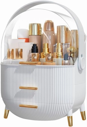 Makeup Organizer Skincare Organizers - Cosmetic Display Cases with Transparent Cover, SkinCare Organizers for Bathroom Countertop, Bedroom Vanity Desk, Lipstick Organizer, White