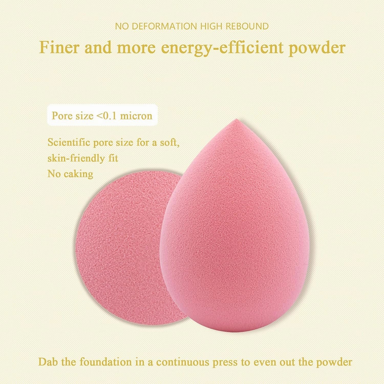 Makeup Sponge Foundation Blending Beauty Sponge, Multi-shapeSoft Puff, Dry & Wet Use with Sponge Holder Set, Sensitive and All Skin Types (Teardrop, Pink)