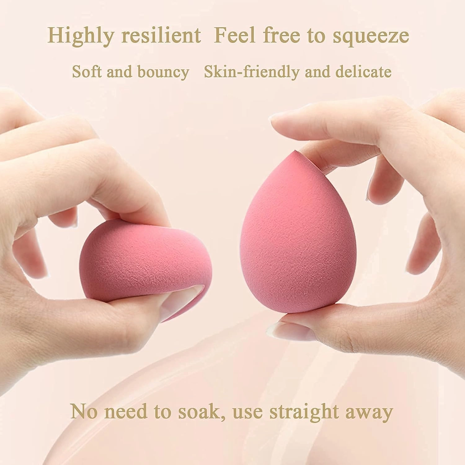 Makeup Sponge Foundation Blending Beauty Sponge, Multi-shapeSoft Puff, Dry & Wet Use with Sponge Holder Set, Sensitive and All Skin Types (Teardrop, Pink)