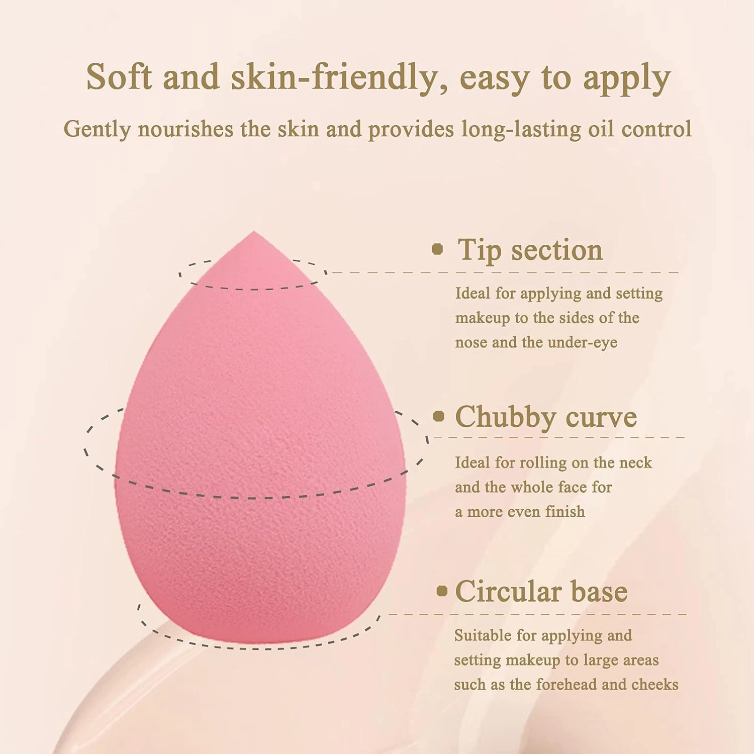 Makeup Sponge Foundation Blending Beauty Sponge, Multi-shapeSoft Puff, Dry & Wet Use with Sponge Holder Set, Sensitive and All Skin Types (Teardrop, Pink)