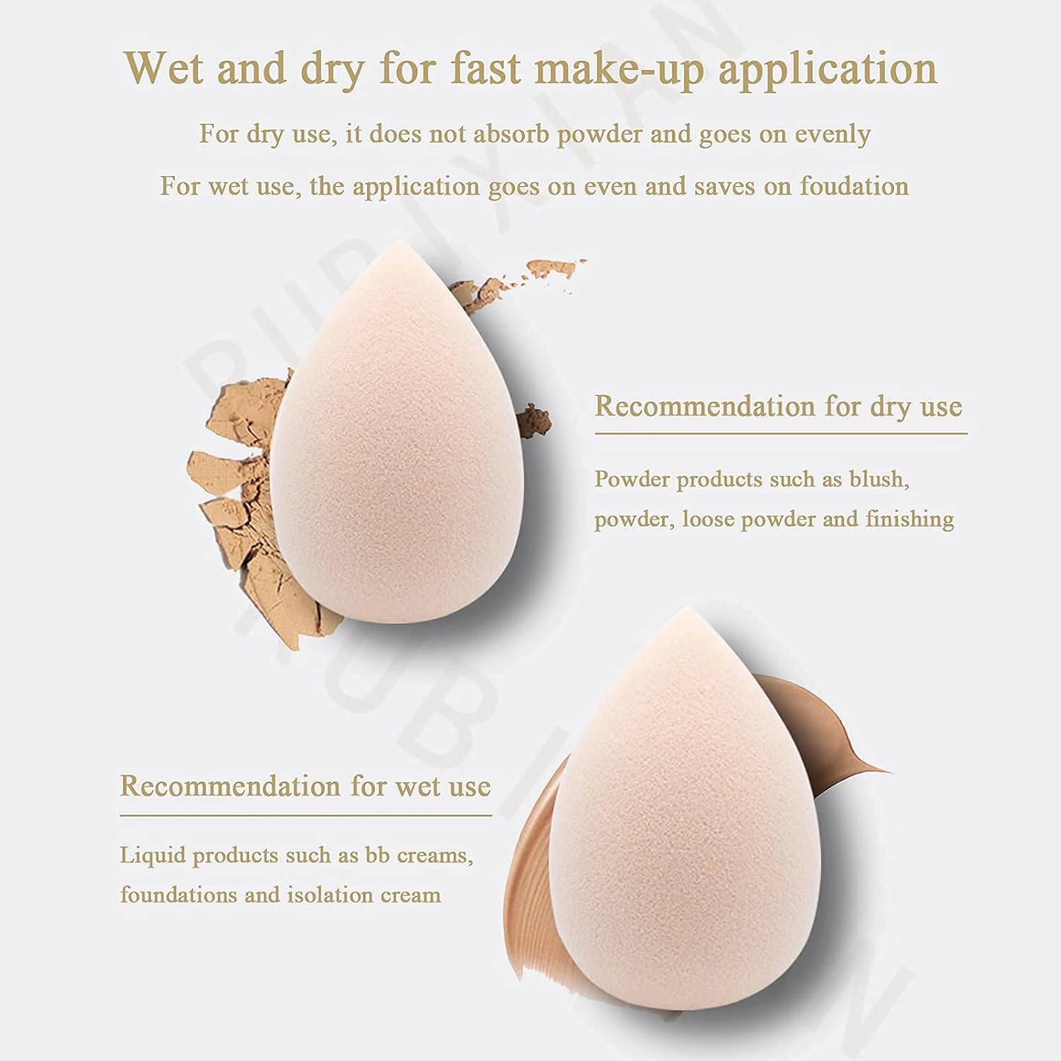 Makeup Sponge Foundation Blending Beauty Sponge, Multi-shapeSoft Puff, Dry & Wet Use with Sponge Holder Set, Sensitive and All Skin Types (Teardrop, Pink)
