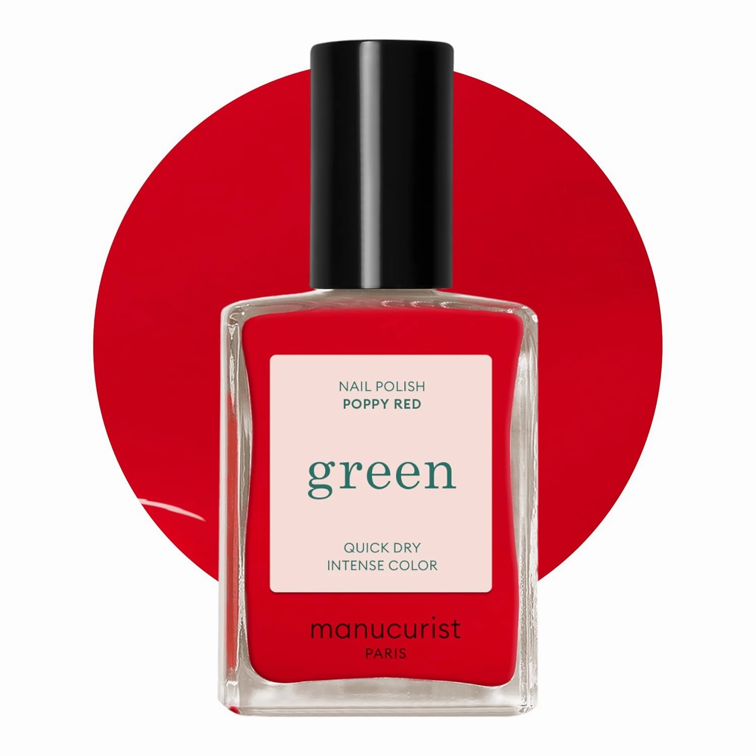 Manucurist Green Poppy Red Nail Polish - Natural 9-Free Regular Polish - Bio-Sourced (84%) Vegan Polish - Manicure - Nail Care - 0.5 fl oz