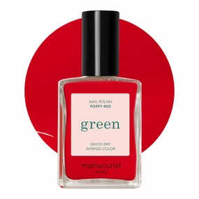 Manucurist Green Poppy Red Nail Polish - Natural 9-Free Regular Polish - Bio-Sourced (84%) Vegan Polish - Manicure - Nail Care - 0.5 fl oz