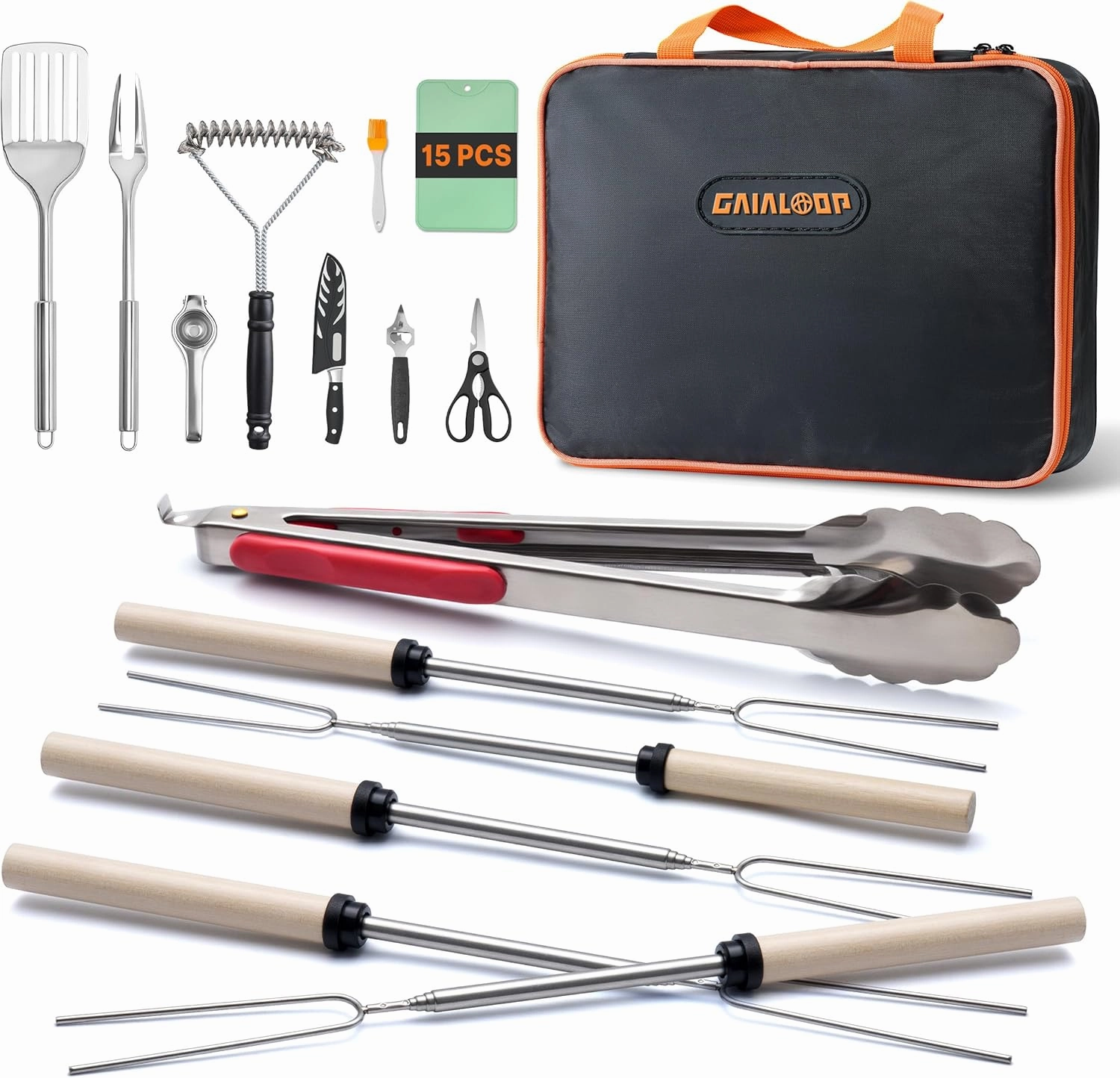 Marshmallow Roasting Sticks Utensils 15PCS and Roll Up Camping Mattress Full Size Bundle