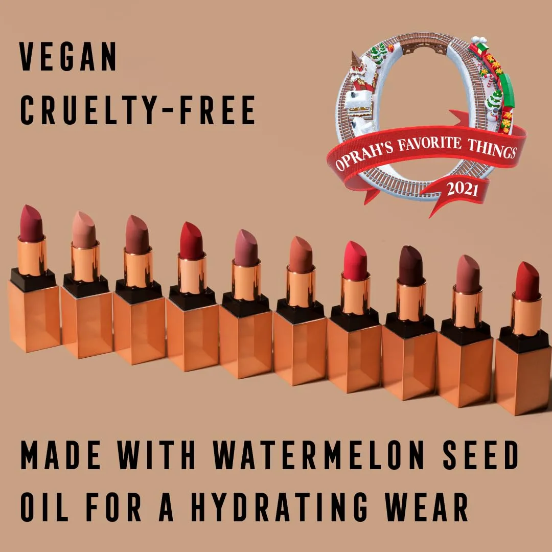 Matte, Long Lasting, Hydrating Vegan Lipstick with Vitamin E and Watermelon Seed Oil (Experienced- Light Pink/Purple Color)