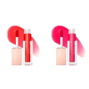 MAYBELLINE New York Lifter Gloss Hydrating Lip Gloss Bundle with Hyaluronic Acid, Sweetheart Sheer Red and Bubblegum Sheer Bright Pink, 1 Count Each