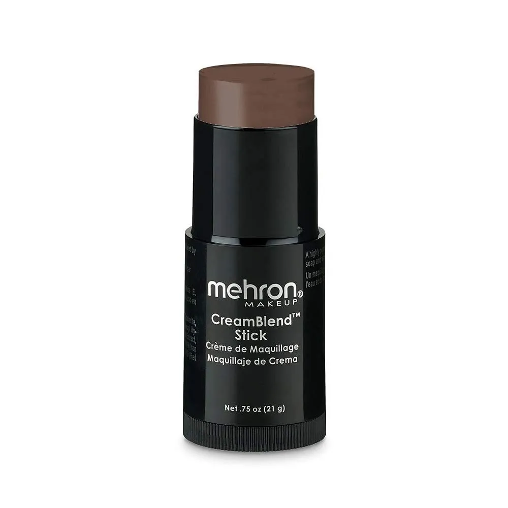 Mehron Makeup CreamBlend Stick | Face Paint, Body Paint, & Foundation Cream Makeup | Body Paint Stick Perfect for Halloween .75 oz (21 g) (Ebony)