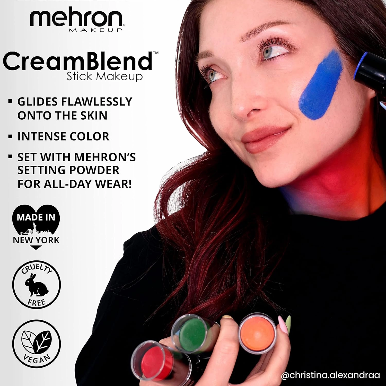 Mehron Makeup CreamBlend Stick | Face Paint, Body Paint, & Foundation Cream Makeup | Perfect for Halloween .75 oz (21 g) (Light Grey)