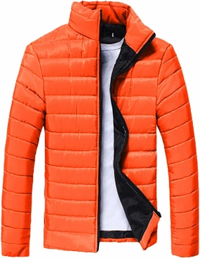 Men Lightweight Jacket Puffer Hoodless Light Padded Zip Down Jacket Winter Warm Bubble Coat Packable Quilted Jackets