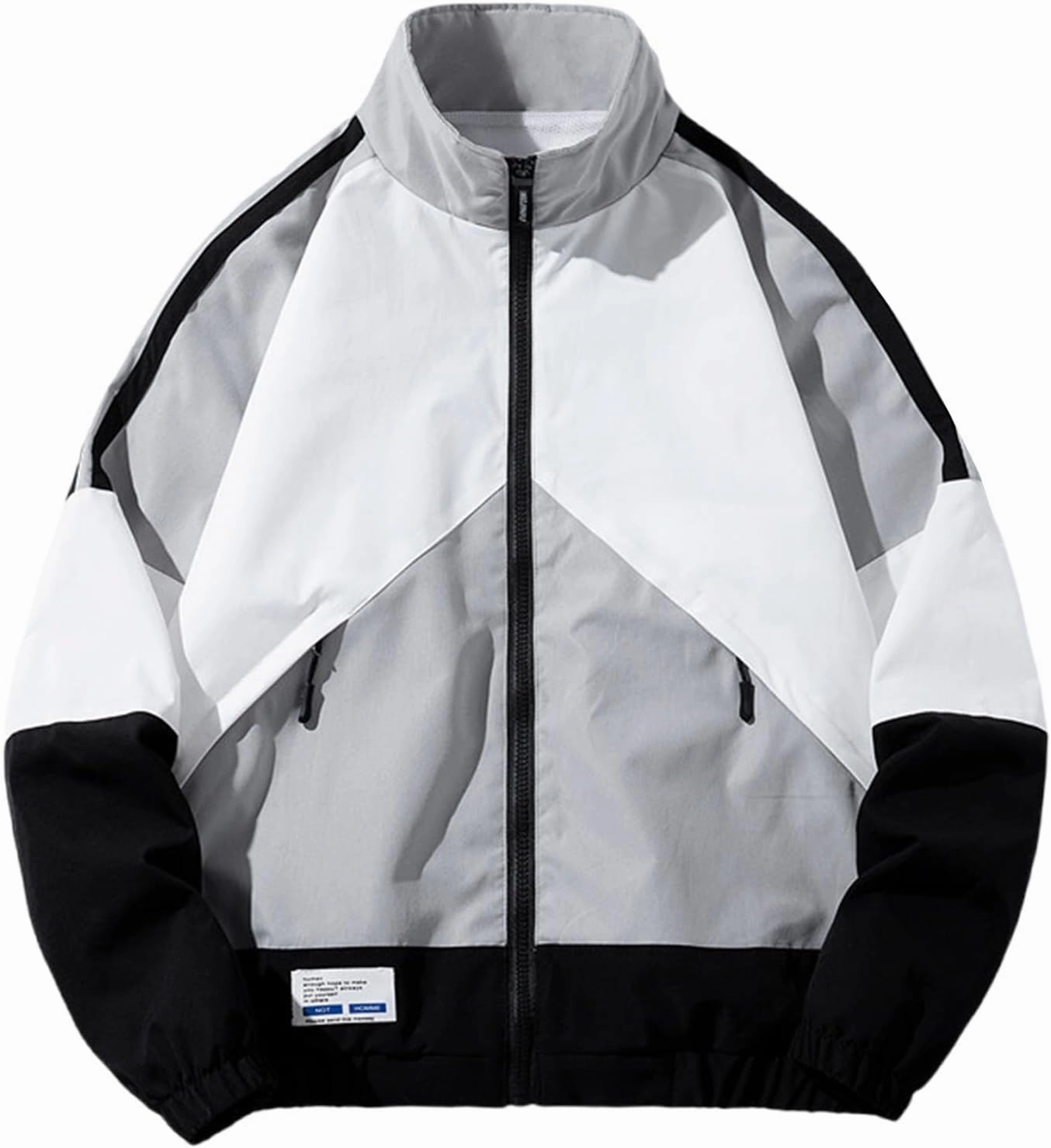 Men's Fashion Jacket Color Block Zip Up Lightweight Windbreaker Jacket Campus Style Oversized Sport Clothing Jacket
