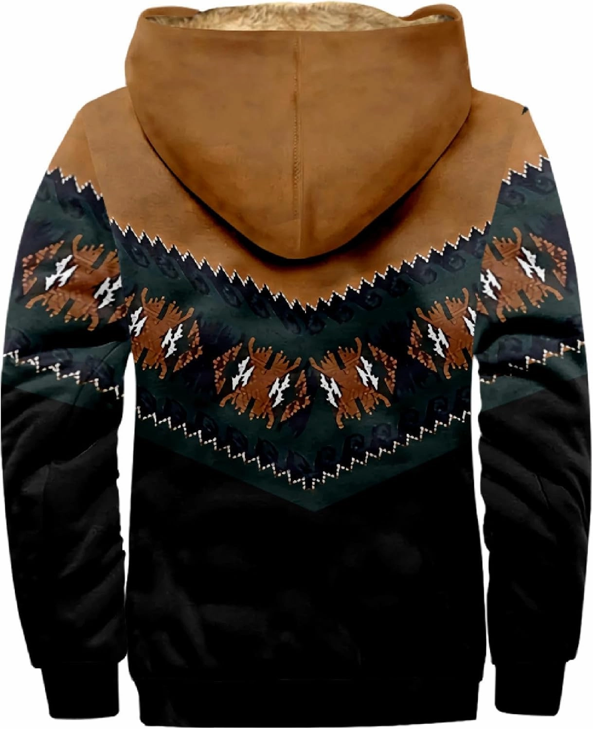 Men's Winter Jacket Printed Work Cargo Coats Hooded Outerwear Zipper Hoodies Fleece Sherpa Lined Sweatshirt Tops