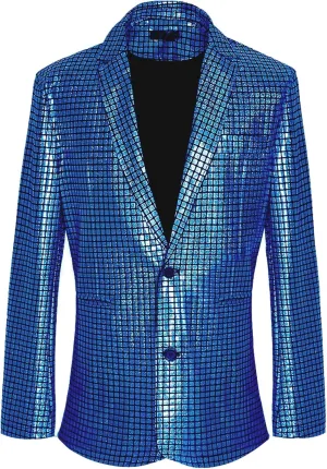 Men's 70s Disco Jacket Sequin Blazer Shiny Party Prom Outfit