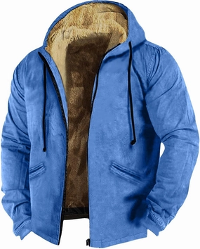 Mens Vintage Fleece Jacket Sherpa Lined Winter Coats Winter Warm Tactical Jackets Windproof Varsity Coat Plus Size